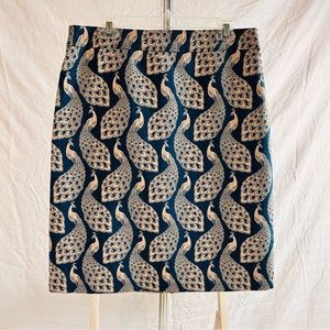 Ann Taylor Peacock Blue Brocade Skirt Size 12